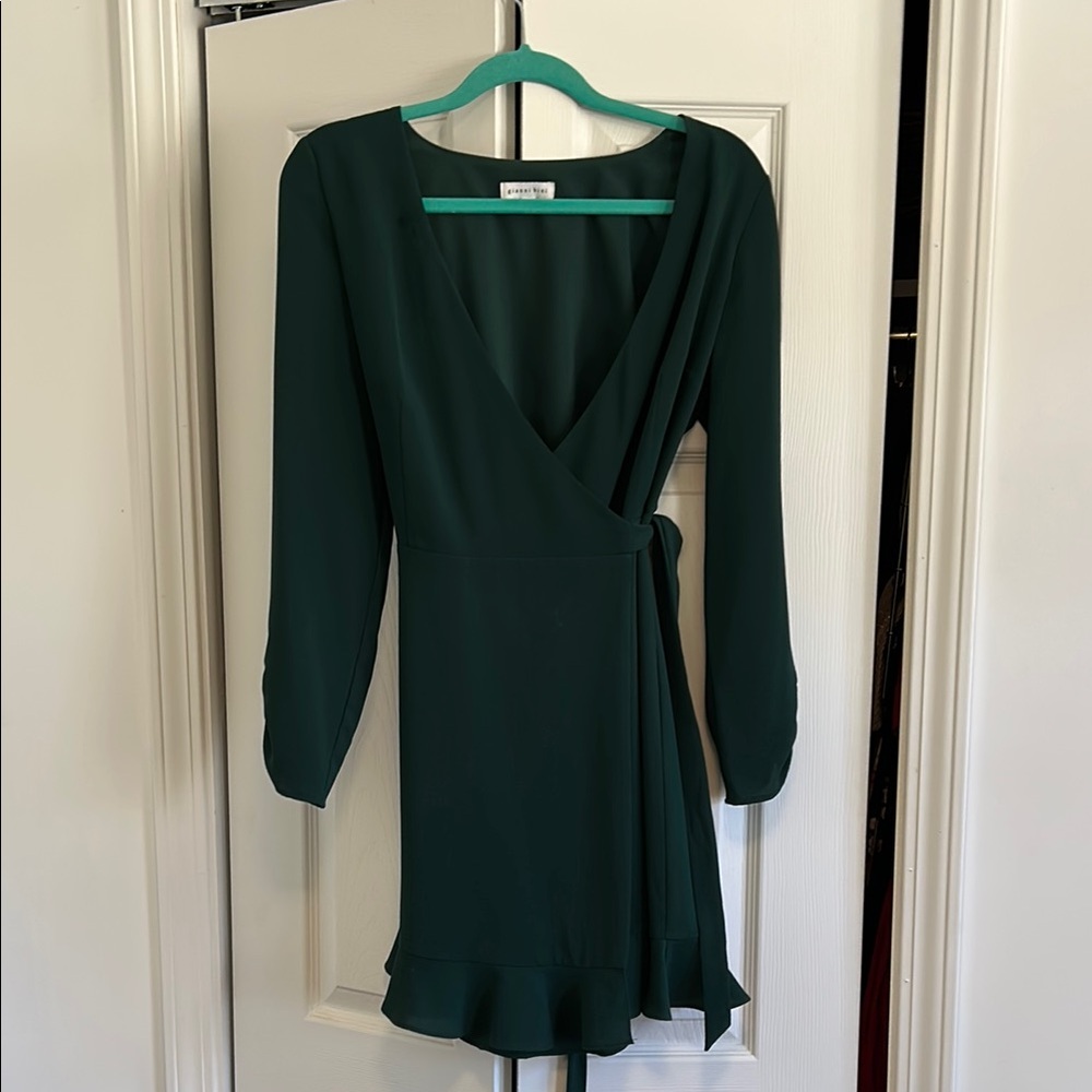 Elegant Green Wrap Dress